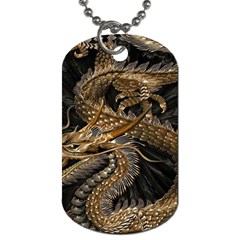 Gold And Silver Dragon Illustration Chinese Dragon Animal Dog Tag (Two Sides)