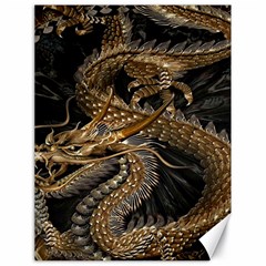 Gold And Silver Dragon Illustration Chinese Dragon Animal Canvas 18  X 24  by danenraven