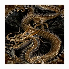 Gold And Silver Dragon Illustration Chinese Dragon Animal Medium Glasses Cloth by danenraven