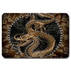 Gold And Silver Dragon Illustration Chinese Dragon Animal Large Doormat