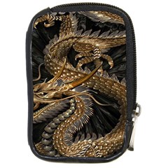 Gold And Silver Dragon Illustration Chinese Dragon Animal Compact Camera Leather Case