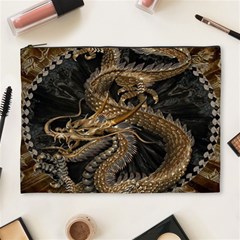 Gold And Silver Dragon Illustration Chinese Dragon Animal Cosmetic Bag (XL)