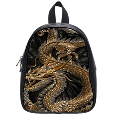 Gold And Silver Dragon Illustration Chinese Dragon Animal School Bag (Small)