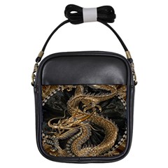 Gold And Silver Dragon Illustration Chinese Dragon Animal Girls Sling Bag