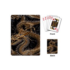 Gold And Silver Dragon Illustration Chinese Dragon Animal Playing Cards Single Design (mini) by danenraven