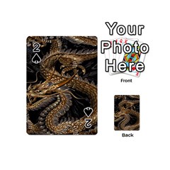 Gold And Silver Dragon Illustration Chinese Dragon Animal Playing Cards 54 Designs (Mini)