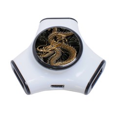 Gold And Silver Dragon Illustration Chinese Dragon Animal 3-Port USB Hub