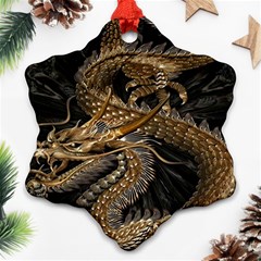 Gold And Silver Dragon Illustration Chinese Dragon Animal Ornament (Snowflake)