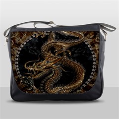 Gold And Silver Dragon Illustration Chinese Dragon Animal Messenger Bag