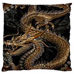 Gold And Silver Dragon Illustration Chinese Dragon Animal Large Cushion Case (One Side)