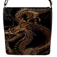 Gold And Silver Dragon Illustration Chinese Dragon Animal Flap Closure Messenger Bag (S)