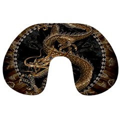 Gold And Silver Dragon Illustration Chinese Dragon Animal Travel Neck Pillow