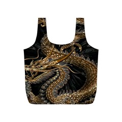 Gold And Silver Dragon Illustration Chinese Dragon Animal Full Print Recycle Bag (S)