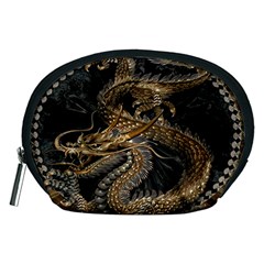 Gold And Silver Dragon Illustration Chinese Dragon Animal Accessory Pouch (medium)