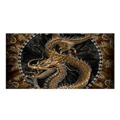 Gold And Silver Dragon Illustration Chinese Dragon Animal Satin Shawl 45  X 80  by danenraven