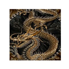 Gold And Silver Dragon Illustration Chinese Dragon Animal Square Satin Scarf (30  X 30 ) by danenraven