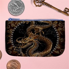 Gold And Silver Dragon Illustration Chinese Dragon Animal Large Coin Purse