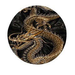 Gold And Silver Dragon Illustration Chinese Dragon Animal Mini Round Pill Box by danenraven