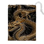 Gold And Silver Dragon Illustration Chinese Dragon Animal Drawstring Pouch (4XL) Front