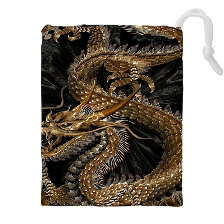 Gold And Silver Dragon Illustration Chinese Dragon Animal Drawstring Pouch (4XL)