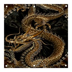 Gold And Silver Dragon Illustration Chinese Dragon Animal Banner And Sign 3  X 3  by danenraven