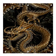 Gold And Silver Dragon Illustration Chinese Dragon Animal Banner And Sign 4  X 4 