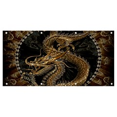 Gold And Silver Dragon Illustration Chinese Dragon Animal Banner And Sign 8  X 4  by danenraven