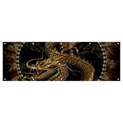 Gold And Silver Dragon Illustration Chinese Dragon Animal Banner And Sign 12  X 4  by danenraven