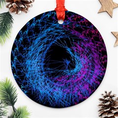 Symmetry Awesome 3d Digital Art Graphic Pattern Vortex Round Ornament (two Sides) by danenraven