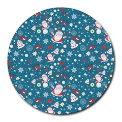 Santa Claus Illustration  Background Round Mousepad by danenraven