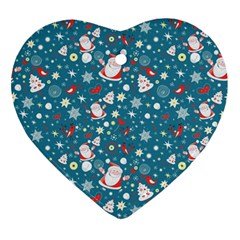 Santa Claus Illustration  Background Heart Ornament (two Sides) by danenraven