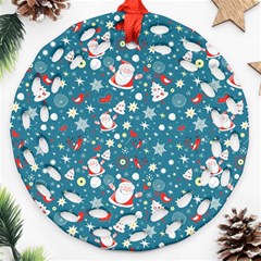 Santa Claus Illustration  Background Ornament (round Filigree) by danenraven