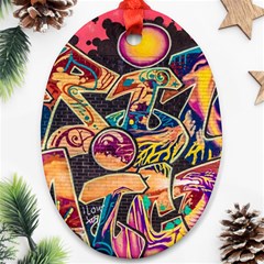 Doodle Wallpaper Texture Grafiti Multi Colored Art Ornament (oval) by danenraven