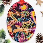 Doodle Wallpaper Texture Grafiti Multi Colored Art Ornament (Oval) Front