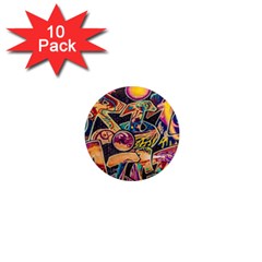 Doodle Wallpaper Texture Grafiti Multi Colored Art 1  Mini Magnet (10 pack) 