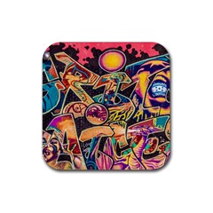 Doodle Wallpaper Texture Grafiti Multi Colored Art Rubber Coaster (Square)