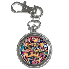 Doodle Wallpaper Texture Grafiti Multi Colored Art Key Chain Watches