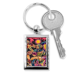 Doodle Wallpaper Texture Grafiti Multi Colored Art Key Chain (Rectangle)