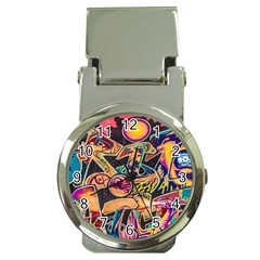 Doodle Wallpaper Texture Grafiti Multi Colored Art Money Clip Watches