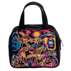 Doodle Wallpaper Texture Grafiti Multi Colored Art Classic Handbag (Two Sides)