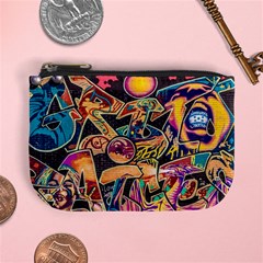 Doodle Wallpaper Texture Grafiti Multi Colored Art Mini Coin Purse