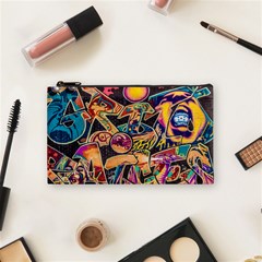 Doodle Wallpaper Texture Grafiti Multi Colored Art Cosmetic Bag (Small)