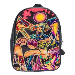 Doodle Wallpaper Texture Grafiti Multi Colored Art School Bag (large) by danenraven