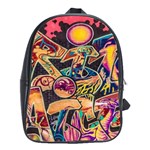 Doodle Wallpaper Texture Grafiti Multi Colored Art School Bag (Large) Front