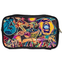 Doodle Wallpaper Texture Grafiti Multi Colored Art Toiletries Bag (one Side) by danenraven