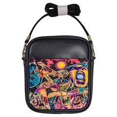 Doodle Wallpaper Texture Grafiti Multi Colored Art Girls Sling Bag