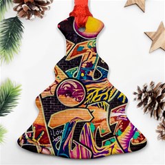 Doodle Wallpaper Texture Grafiti Multi Colored Art Christmas Tree Ornament (Two Sides)