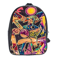 Doodle Wallpaper Texture Grafiti Multi Colored Art School Bag (XL)