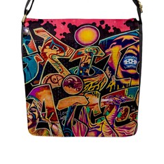 Doodle Wallpaper Texture Grafiti Multi Colored Art Flap Closure Messenger Bag (L)