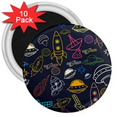 Seamless Outer Space Pattern 3  Magnets (10 Pack)  by danenraven